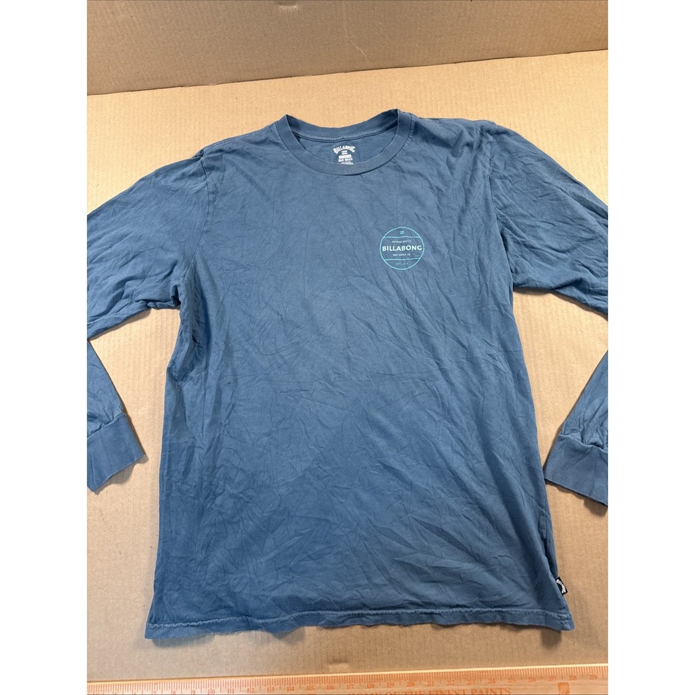 Billabong Logo Blue Long Sleeve Cotton T-Shirt Men's XL